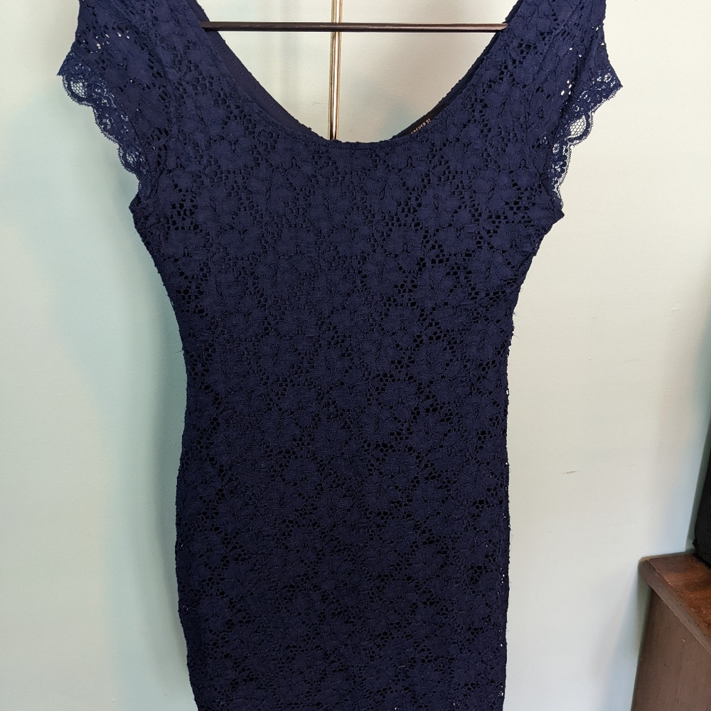 Navy Lace Low-Back Dress